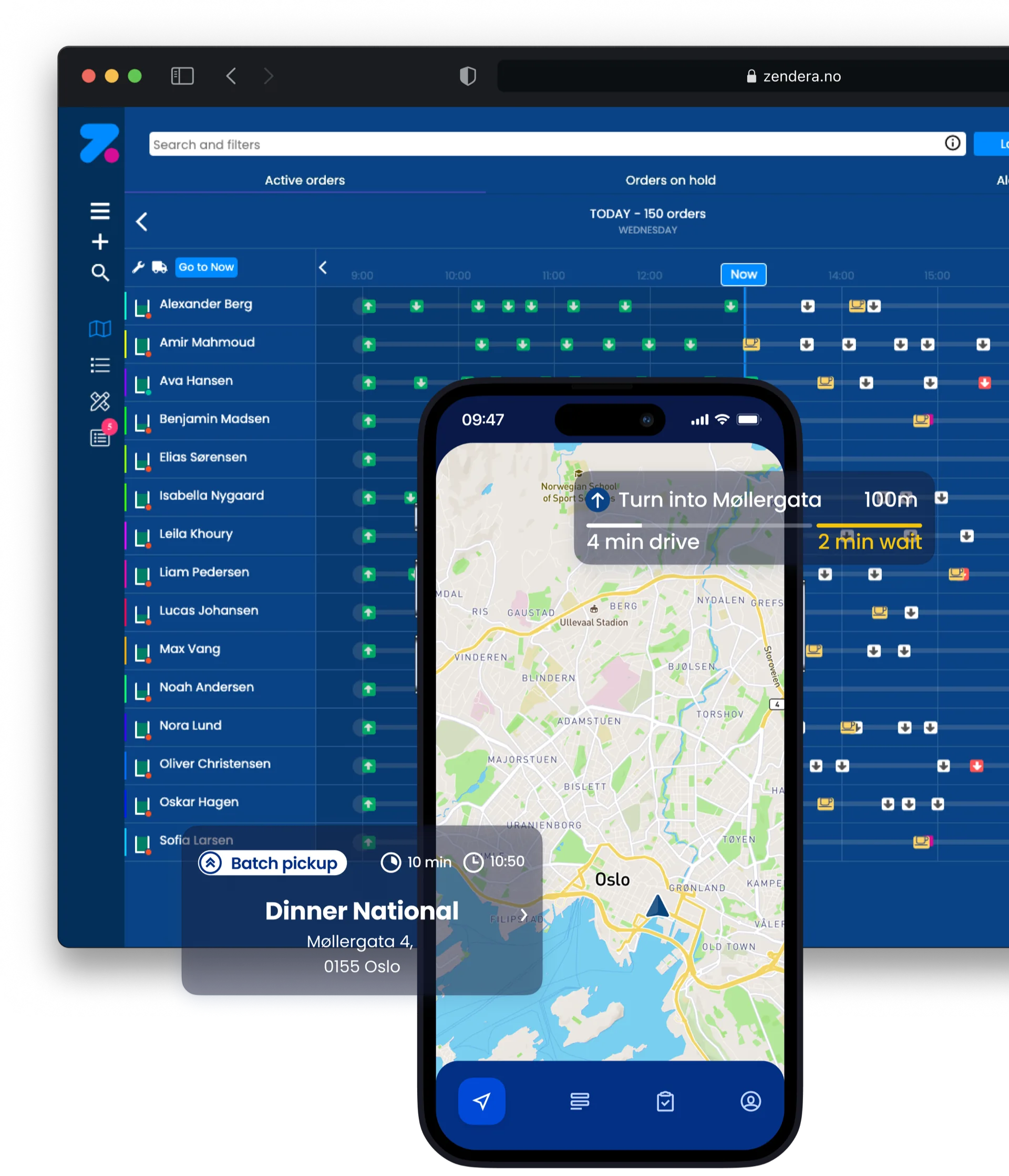 Zendera dashboard and mobile app